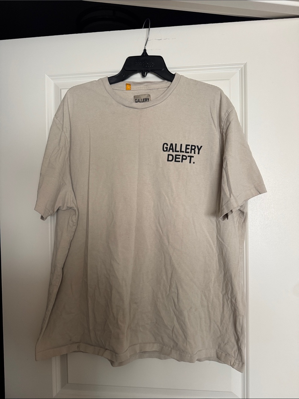 Gallery Dept Beige Crewneck T-Shirt with Chest Logo